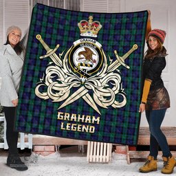 ScotsTee Shop Scottish Graham of Menteith Clan Crest Tartan Quilt The Golden Sword of Courageous Legacy Quilt