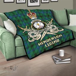 ScotsTee Shop Scottish Henderson Ancient Clan Crest Tartan Quilt The Golden Sword of Courageous Legacy Quilt