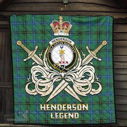 ScotsTee Shop Scottish Henderson Ancient Clan Crest Tartan Quilt The Golden Sword of Courageous Legacy Quilt