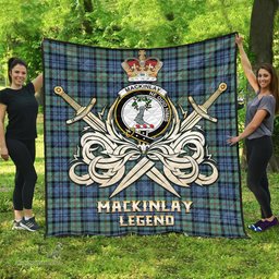 ScotsTee Shop Scottish MacKinlay Ancient Clan Crest Tartan Quilt The Golden Sword of Courageous Legacy Quilt