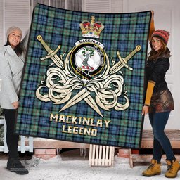 ScotsTee Shop Scottish MacKinlay Ancient Clan Crest Tartan Quilt The Golden Sword of Courageous Legacy Quilt