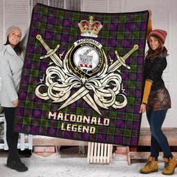 ScotsTee Shop Scottish MacDonald of Clan Ranald Modern Clan Crest Tartan Quilt The Golden Sword of Courageous Legacy Quilt