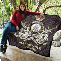 ScotsTee Shop Scottish MacDonald of Clan Ranald Modern Clan Crest Tartan Quilt The Golden Sword of Courageous Legacy Quilt