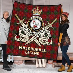 ScotsTee Shop Scottish MacDougall Clan Crest Tartan Quilt The Golden Sword of Courageous Legacy Quilt