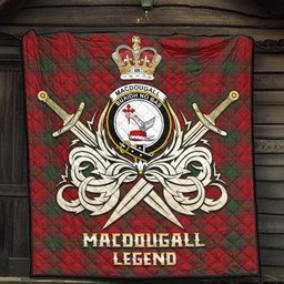 ScotsTee Shop Scottish MacDougall Clan Crest Tartan Quilt The Golden Sword of Courageous Legacy Quilt
