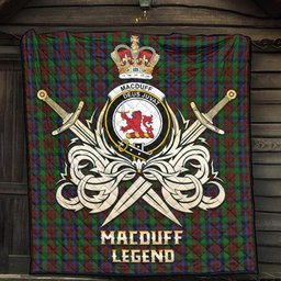 ScotsTee Shop Scottish MacDuff Hunting Clan Crest Tartan Quilt The Golden Sword of Courageous Legacy Quilt