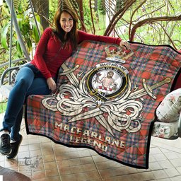 ScotsTee Shop Scottish MacFarlane Ancient Clan Crest Tartan Quilt The Golden Sword of Courageous Legacy Quilt