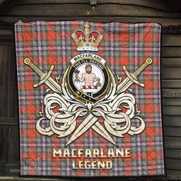 ScotsTee Shop Scottish MacFarlane Ancient Clan Crest Tartan Quilt The Golden Sword of Courageous Legacy Quilt