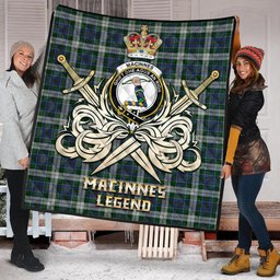 ScotsTee Shop Scottish MacInnes Dress Clan Crest Tartan Quilt The Golden Sword of Courageous Legacy Quilt