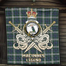 ScotsTee Shop Scottish MacInnes Dress Clan Crest Tartan Quilt The Golden Sword of Courageous Legacy Quilt