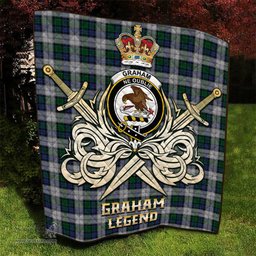 ScotsTee Shop Scottish Graham Dress Clan Crest Tartan Quilt The Golden Sword of Courageous Legacy Quilt