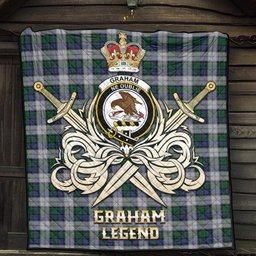 ScotsTee Shop Scottish Graham Dress Clan Crest Tartan Quilt The Golden Sword of Courageous Legacy Quilt