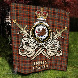 ScotsTee Shop Scottish Innes Ancient Clan Crest Tartan Quilt The Golden Sword of Courageous Legacy Quilt
