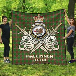 ScotsTee Shop Scottish MacKinnon Hunting Modern Clan Crest Tartan Quilt The Golden Sword of Courageous Legacy Quilt