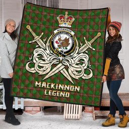 ScotsTee Shop Scottish MacKinnon Hunting Modern Clan Crest Tartan Quilt The Golden Sword of Courageous Legacy Quilt