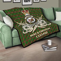 ScotsTee Shop Scottish MacKinnon Hunting Modern Clan Crest Tartan Quilt The Golden Sword of Courageous Legacy Quilt