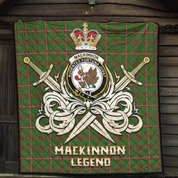 ScotsTee Shop Scottish MacKinnon Hunting Modern Clan Crest Tartan Quilt The Golden Sword of Courageous Legacy Quilt