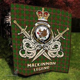 ScotsTee Shop Scottish MacKinnon Hunting Modern Clan Crest Tartan Quilt The Golden Sword of Courageous Legacy Quilt