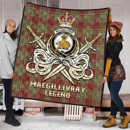 ScotsTee Shop Scottish MacGillivray Hunting Ancient Clan Crest Tartan Quilt The Golden Sword of Courageous Legacy Quilt