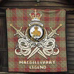 ScotsTee Shop Scottish MacGillivray Hunting Ancient Clan Crest Tartan Quilt The Golden Sword of Courageous Legacy Quilt