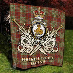 ScotsTee Shop Scottish MacGillivray Hunting Ancient Clan Crest Tartan Quilt The Golden Sword of Courageous Legacy Quilt