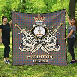 ScotsTee Shop Scottish MacIntyre Ancient Clan Crest Tartan Quilt The Golden Sword of Courageous Legacy Quilt