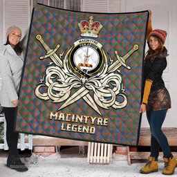 ScotsTee Shop Scottish MacIntyre Ancient Clan Crest Tartan Quilt The Golden Sword of Courageous Legacy Quilt