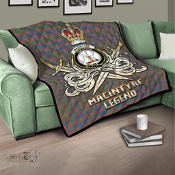 ScotsTee Shop Scottish MacIntyre Ancient Clan Crest Tartan Quilt The Golden Sword of Courageous Legacy Quilt