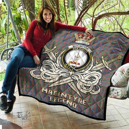 ScotsTee Shop Scottish MacIntyre Ancient Clan Crest Tartan Quilt The Golden Sword of Courageous Legacy Quilt