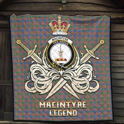 ScotsTee Shop Scottish MacIntyre Ancient Clan Crest Tartan Quilt The Golden Sword of Courageous Legacy Quilt