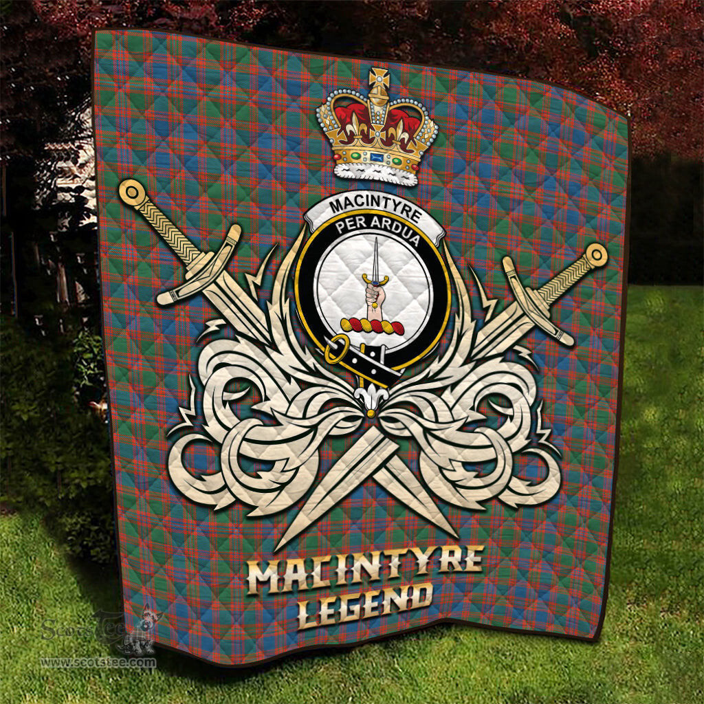 ScotsTee Shop Scottish MacIntyre Ancient Clan Crest Tartan Quilt The Golden Sword of Courageous Legacy Quilt