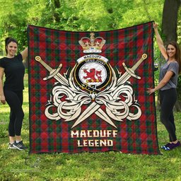 ScotsTee Shop Scottish MacDuff Clan Crest Tartan Quilt The Golden Sword of Courageous Legacy Quilt