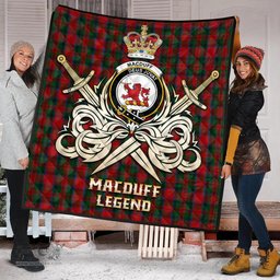 ScotsTee Shop Scottish MacDuff Clan Crest Tartan Quilt The Golden Sword of Courageous Legacy Quilt