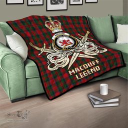 ScotsTee Shop Scottish MacDuff Clan Crest Tartan Quilt The Golden Sword of Courageous Legacy Quilt