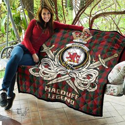 ScotsTee Shop Scottish MacDuff Clan Crest Tartan Quilt The Golden Sword of Courageous Legacy Quilt