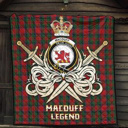 ScotsTee Shop Scottish MacDuff Clan Crest Tartan Quilt The Golden Sword of Courageous Legacy Quilt