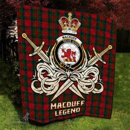 ScotsTee Shop Scottish MacDuff Clan Crest Tartan Quilt The Golden Sword of Courageous Legacy Quilt