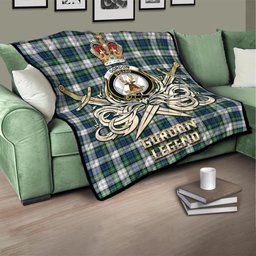 ScotsTee Shop Scottish Gordon Dress Ancient Clan Crest Tartan Quilt The Golden Sword of Courageous Legacy Quilt