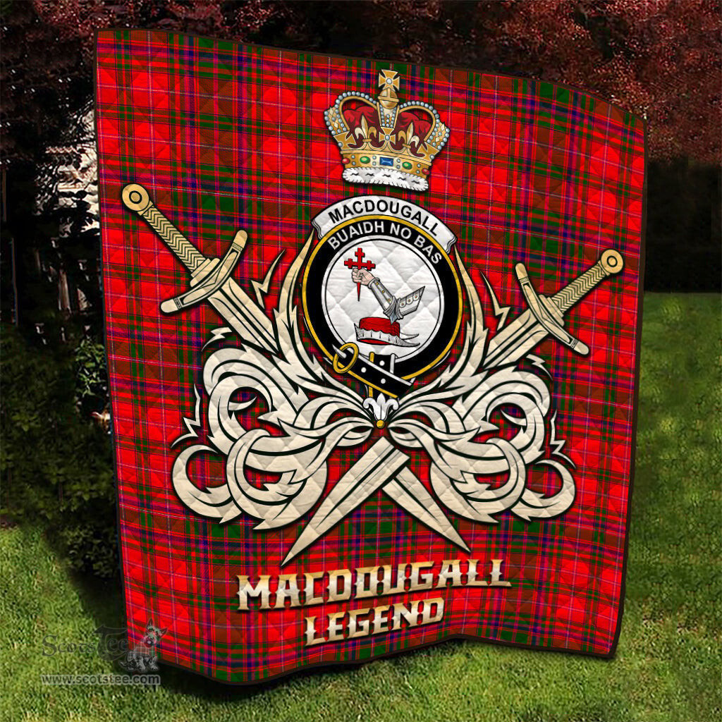 ScotsTee Shop Scottish MacDougall Modern Clan Crest Tartan Quilt The Golden Sword of Courageous Legacy Quilt