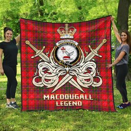 ScotsTee Shop Scottish MacDougall Modern Clan Crest Tartan Quilt The Golden Sword of Courageous Legacy Quilt