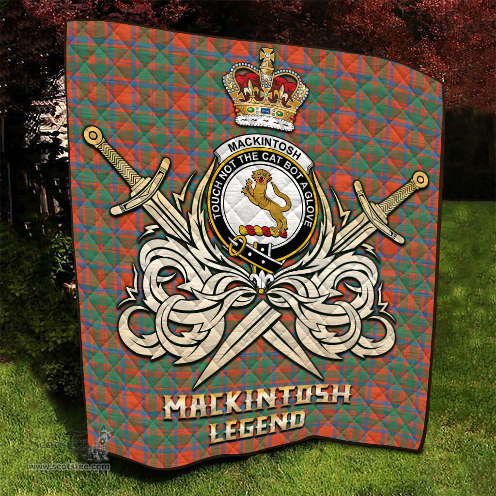 ScotsTee Shop Scottish MacKintosh Ancient Clan Crest Tartan Quilt The Golden Sword of Courageous Legacy Quilt