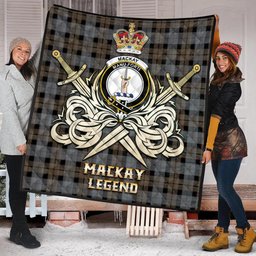 ScotsTee Shop Scottish MacKay Weathered Clan Crest Tartan Quilt The Golden Sword of Courageous Legacy Quilt
