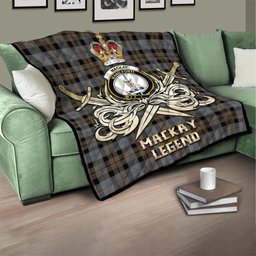 ScotsTee Shop Scottish MacKay Weathered Clan Crest Tartan Quilt The Golden Sword of Courageous Legacy Quilt