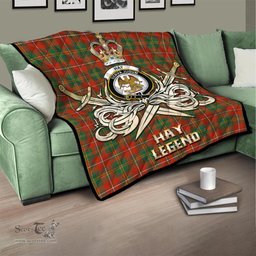 ScotsTee Shop Scottish Hay Ancient Clan Crest Tartan Quilt The Golden Sword of Courageous Legacy Quilt