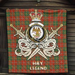 ScotsTee Shop Scottish Hay Ancient Clan Crest Tartan Quilt The Golden Sword of Courageous Legacy Quilt
