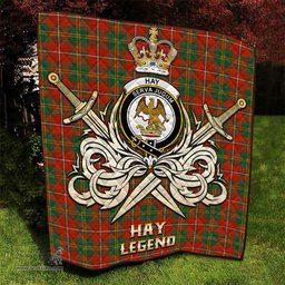 ScotsTee Shop Scottish Hay Ancient Clan Crest Tartan Quilt The Golden Sword of Courageous Legacy Quilt