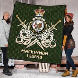 ScotsTee Shop Scottish MacKinnon Hunting Clan Crest Tartan Quilt The Golden Sword of Courageous Legacy Quilt