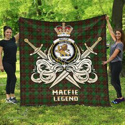 ScotsTee Shop Scottish MacFie Hunting Clan Crest Tartan Quilt The Golden Sword of Courageous Legacy Quilt