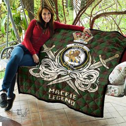 ScotsTee Shop Scottish MacFie Hunting Clan Crest Tartan Quilt The Golden Sword of Courageous Legacy Quilt