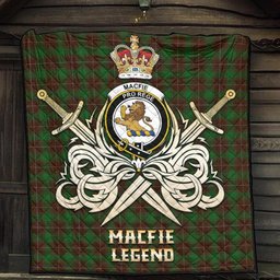 ScotsTee Shop Scottish MacFie Hunting Clan Crest Tartan Quilt The Golden Sword of Courageous Legacy Quilt